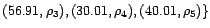 $(56.91,\rho_3),(30.01,\rho_4), (40.01,\rho_5) \}$